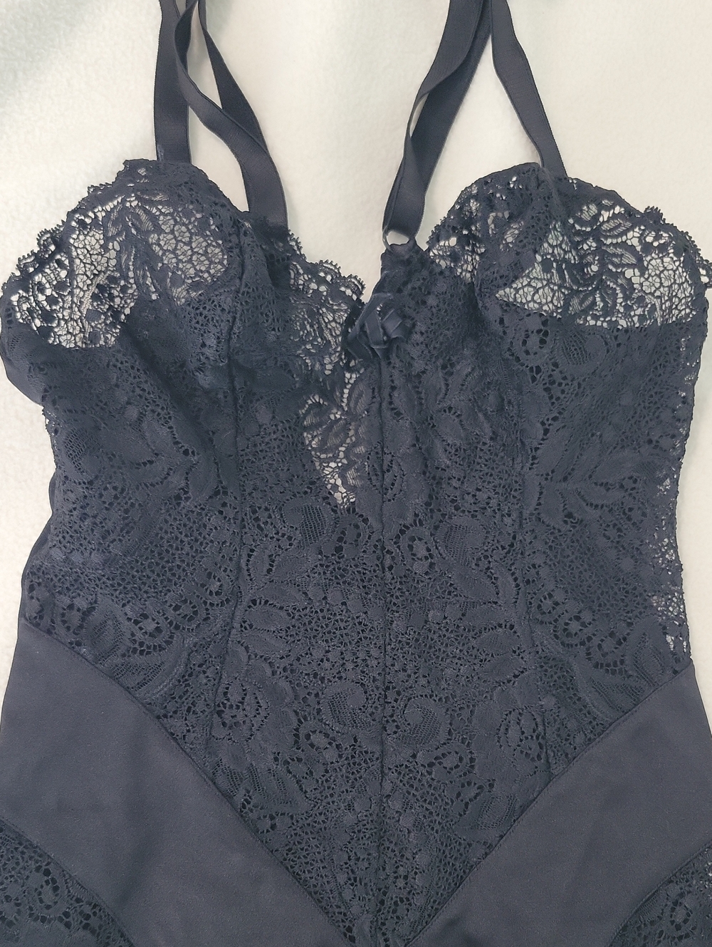 La Perla Vintage Black Lace Chemise with Satin Ribbon Straps